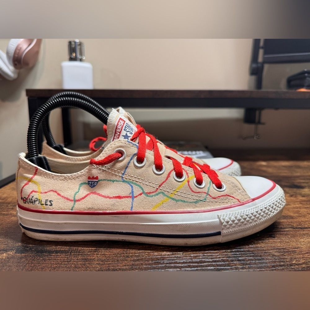 Converse tan map low sneakers size 7‎